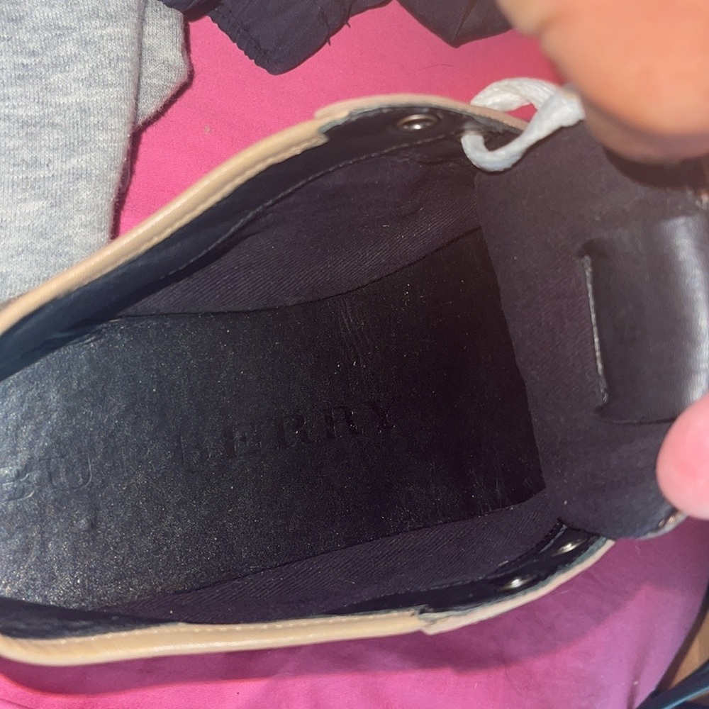 Burberry Gold Leather Trim Casual Lace Tie Sneakers - Picture 6 of 9